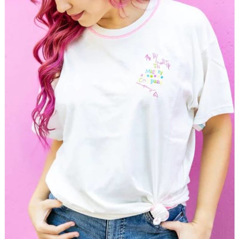 The Might Company Logo White T-Shirt Pastels Size S/M 100% Cotton